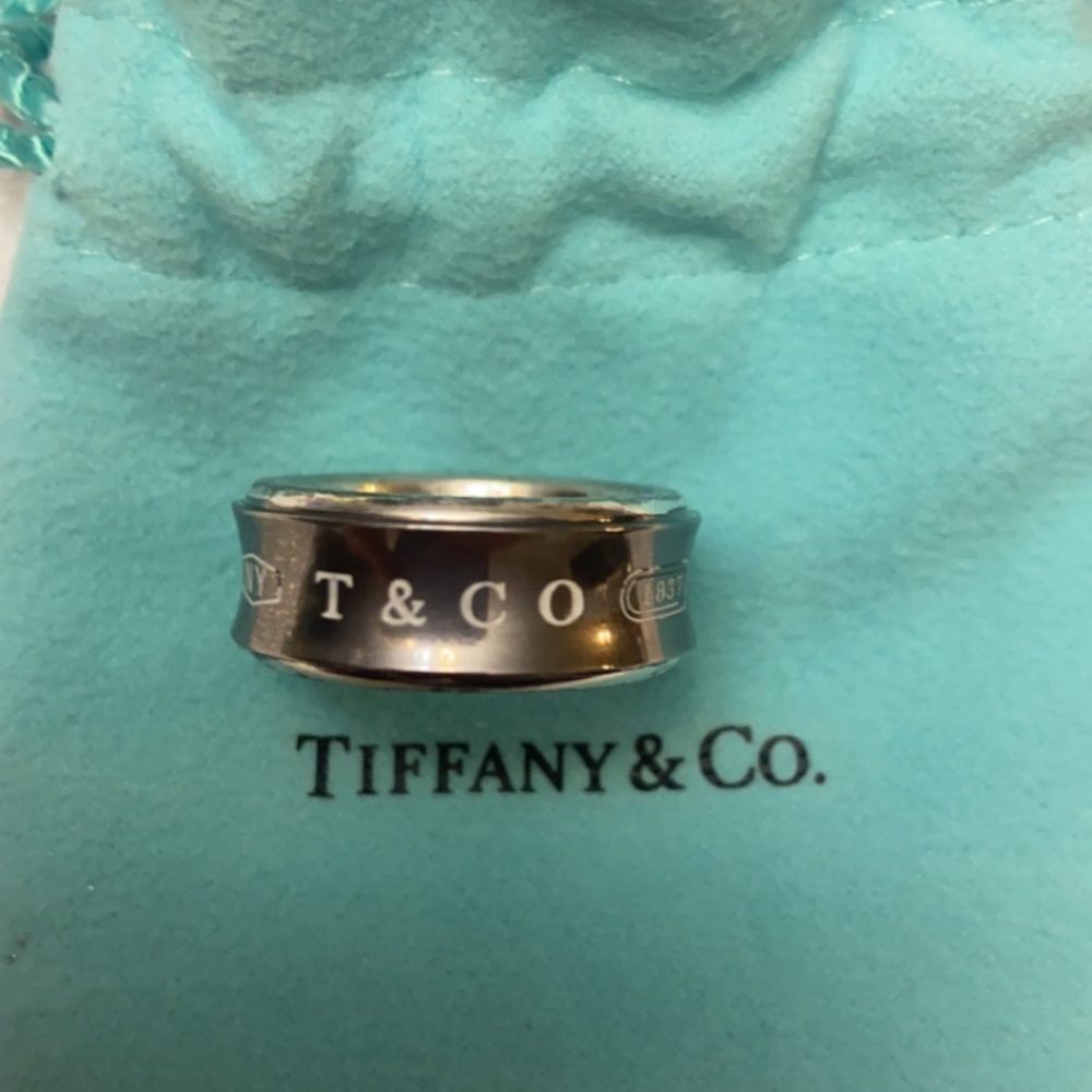 Tiffany & Co Titanium & Sterling Silver 1837 Unisex Band Ring. Retired.